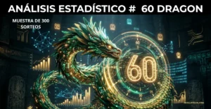 Análisis técnico del número 60 El Dragón en la diaria de honduras con gráficos de datos y reloj holográfico.