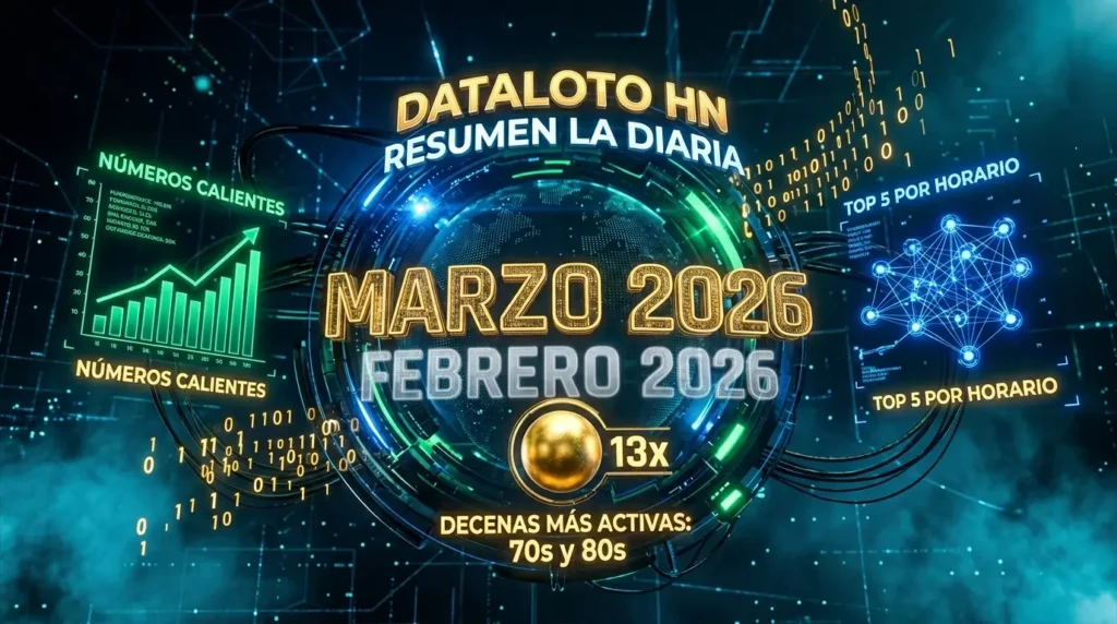 Infografía digital de los números y resultados de La Diaria en marzo 2026 con mapa de decenas.