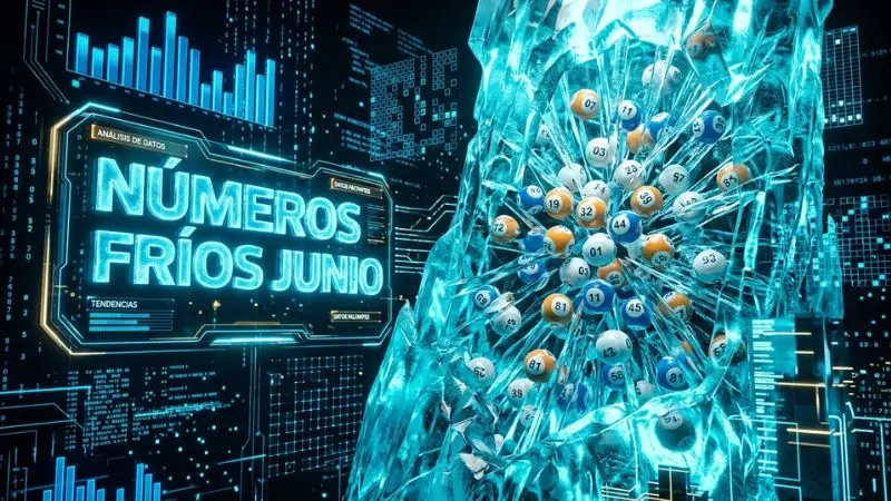 Tómbola congelada en una estructura digital que destaca las cifras con mayor ausencia en los resultados de la diaria el salvador durante junio.