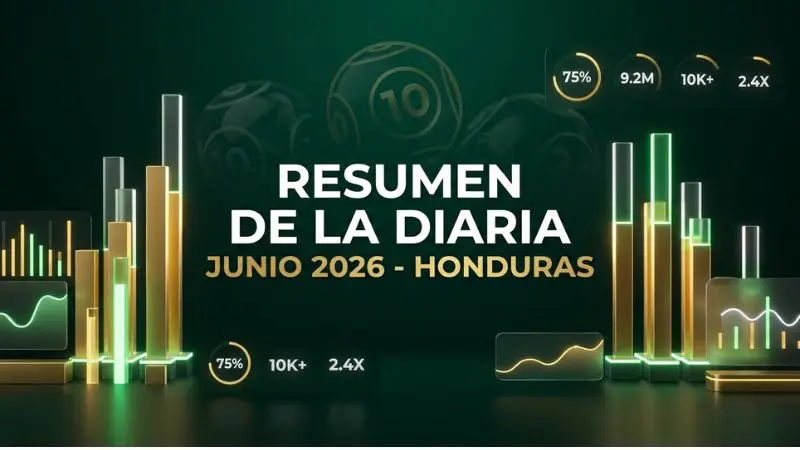 Infografía analítica con los ultimos resultados de la diaria en Honduras correspondientes al mes de junio de 2026.