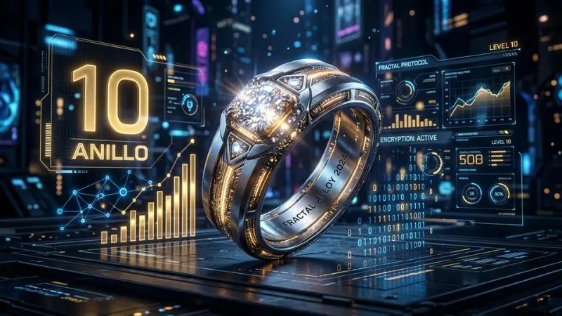 Ilustración digital 3D del número 10 en La Diaria con el símbolo del Anillo