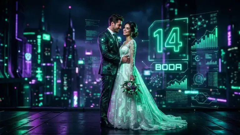 Análisis estadístico del número 14 en La Diaria Honduras con representación digital del símbolo Boda en estilo cibernético