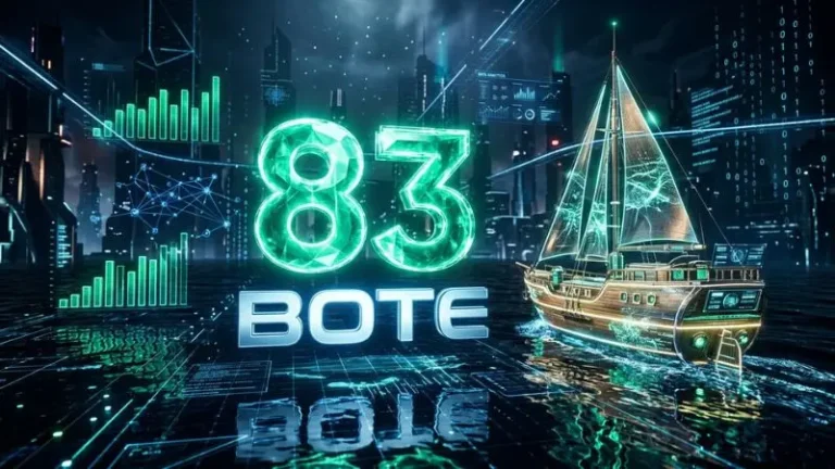 Ilustración cibernética en render 8K del número 83 en La Diaria representación del símbolo Bote con gráficos estadísticos