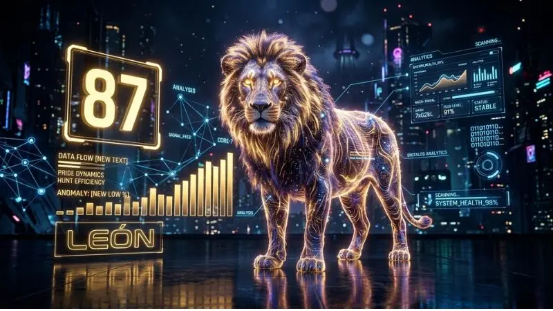 Render digital en 8K del número 87 en la diaria con el símbolo oficial del León y gráficos de análisis estadístico en Honduras.