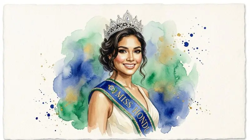 Pintura en acuarela de una reina de belleza en homenaje al número 75 en la diaria.