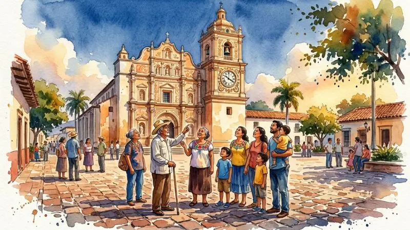Pintura en acuarela del histórico Reloj de Comayagua vinculado a la cultura del 86 Reloj en La Diaria.